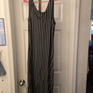 Elegant Black and White Striped Dress